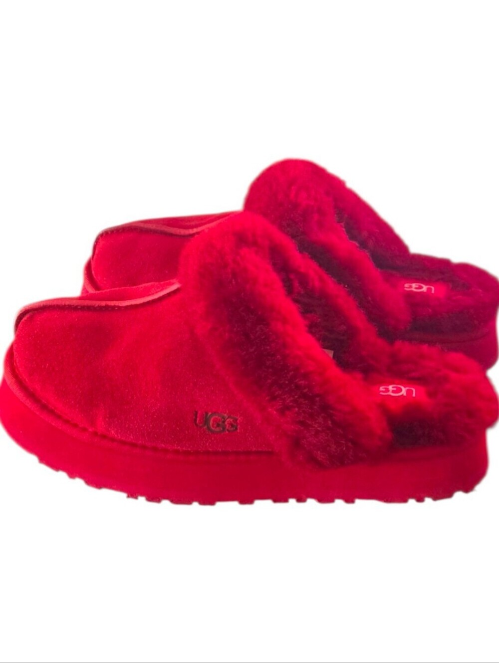 UGG Disquette Platform Suede Slippers Samba Red Size 10